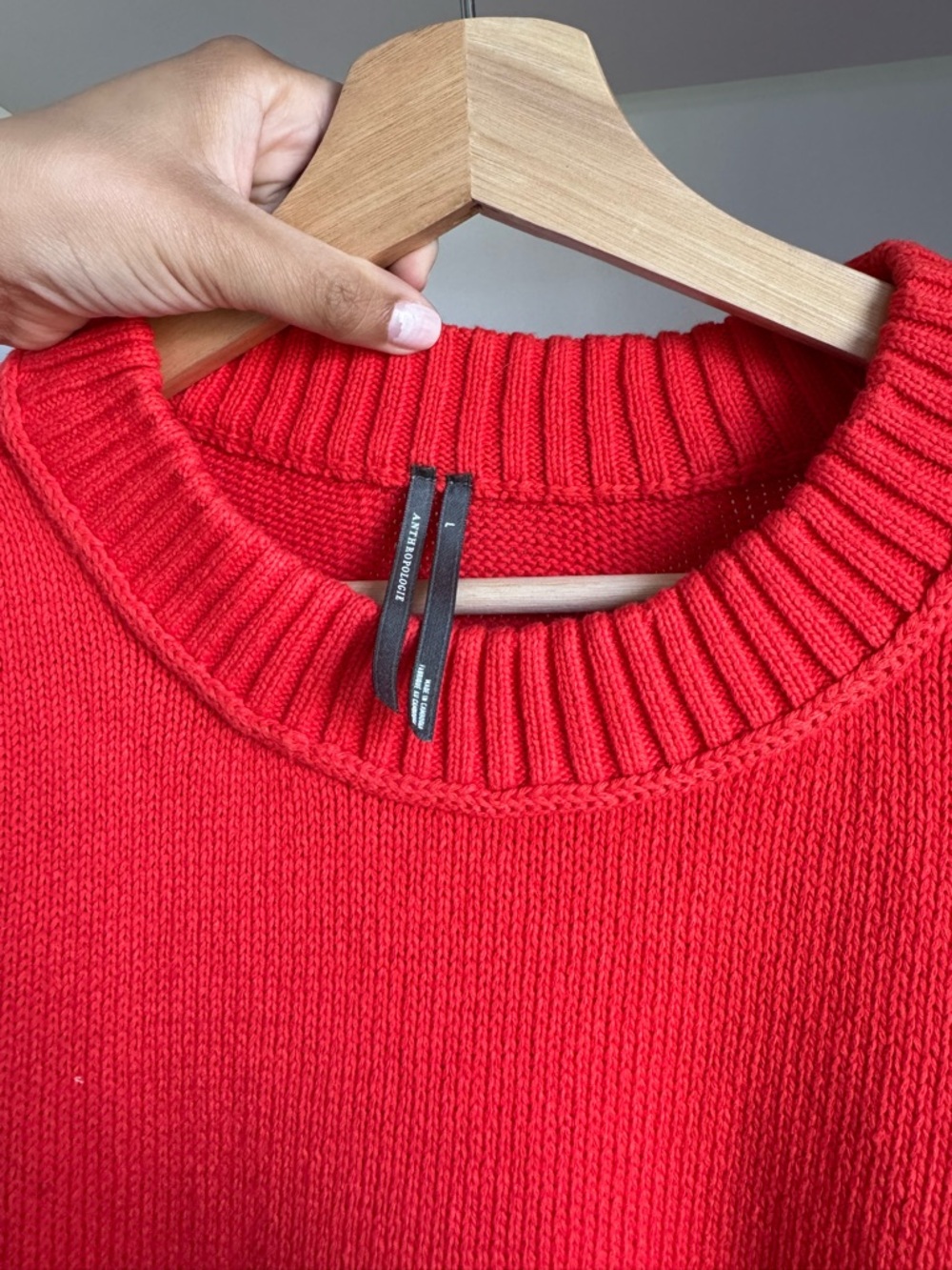 Anthropologie Bright Red Oversized Rib-Trim Sweater - Picture 4 of 4